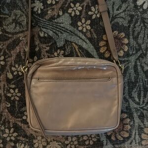 Taupe Leather Crossbody Bag